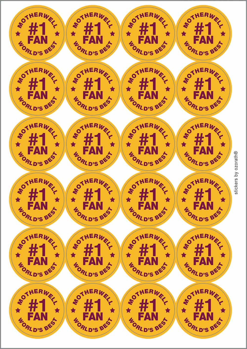 A picture of an A4 sheet of matte paper stickers