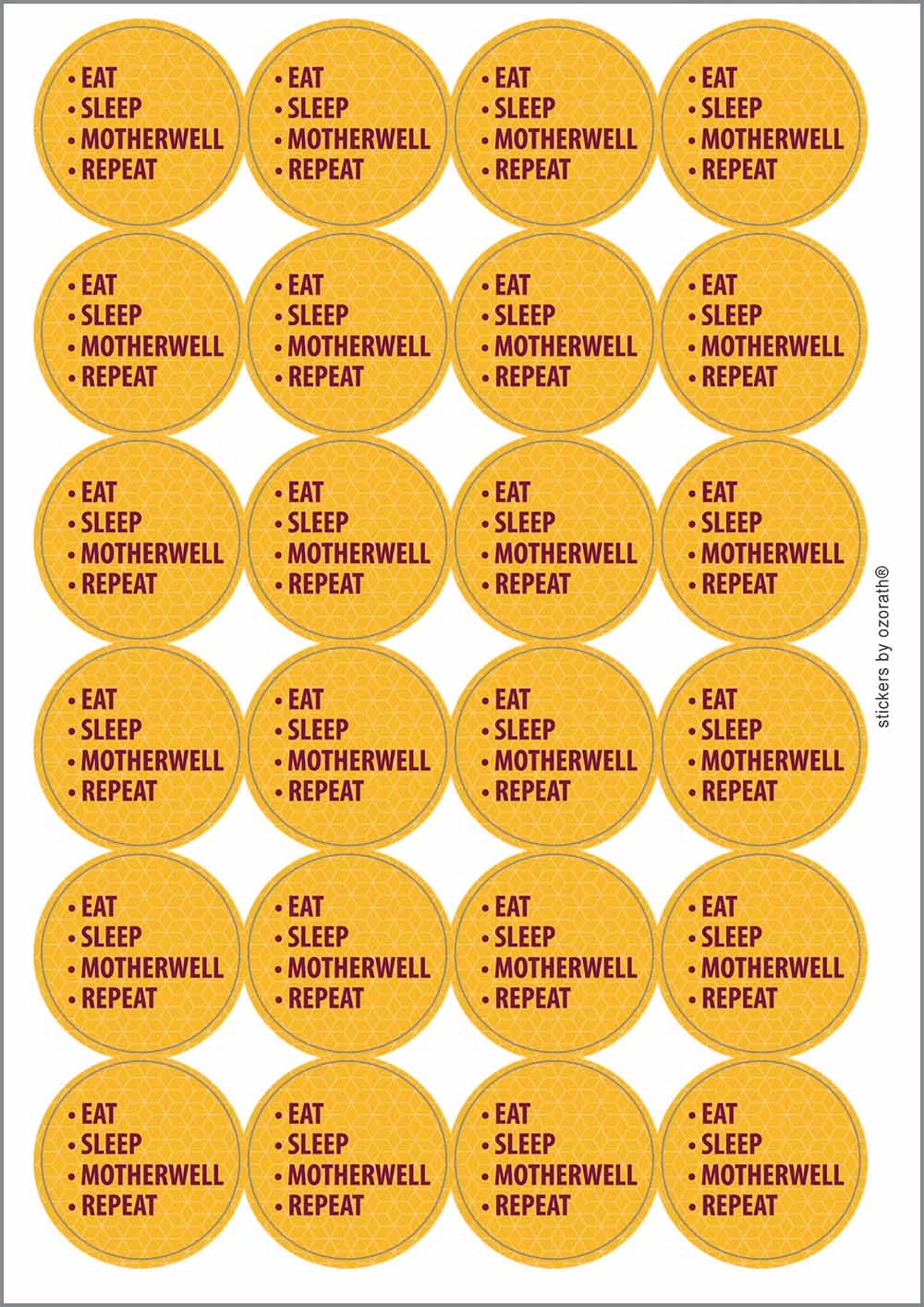 A picture of an A4 sheet of matte paper stickers