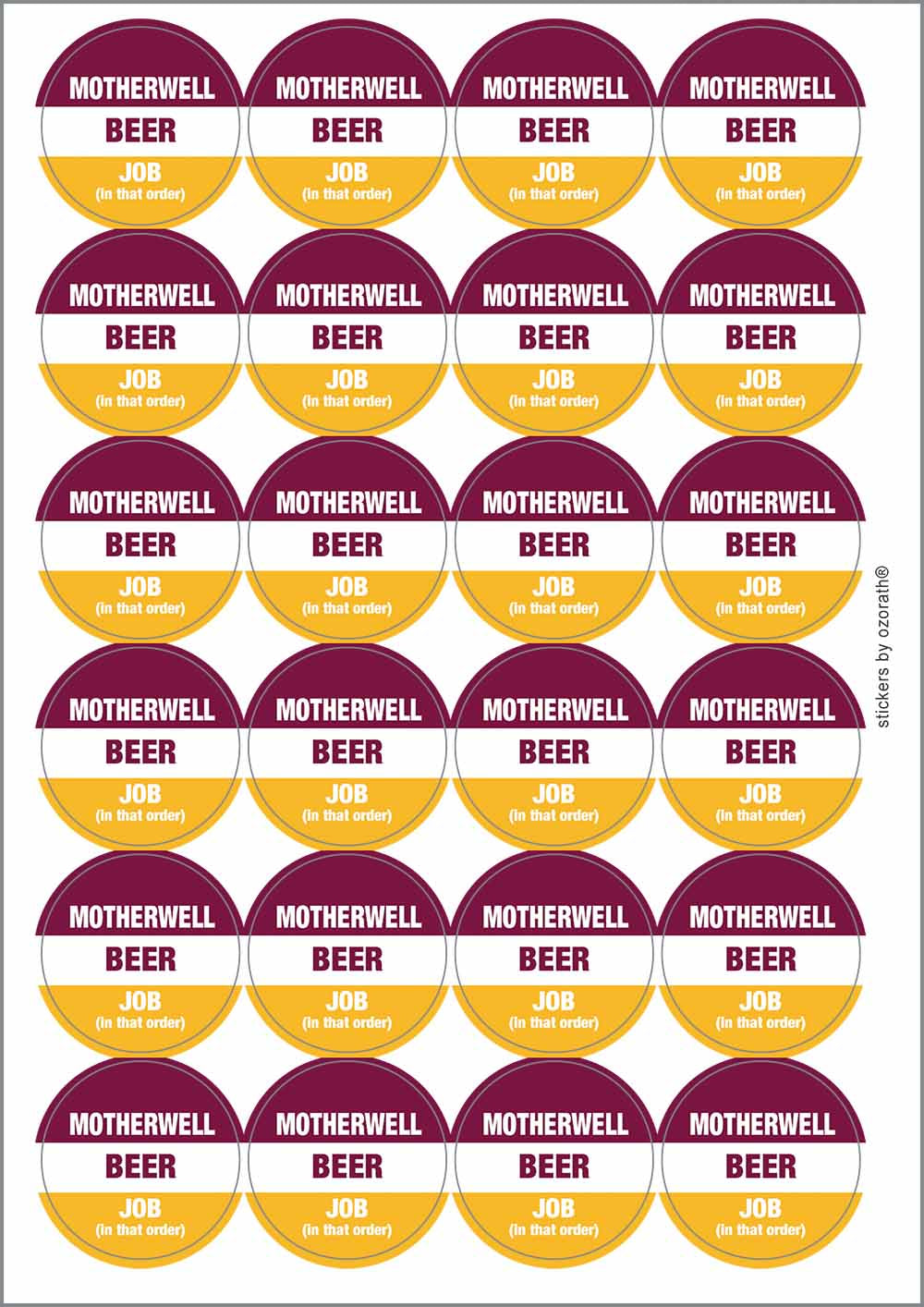 A picture of an A4 sheet of matte paper stickers