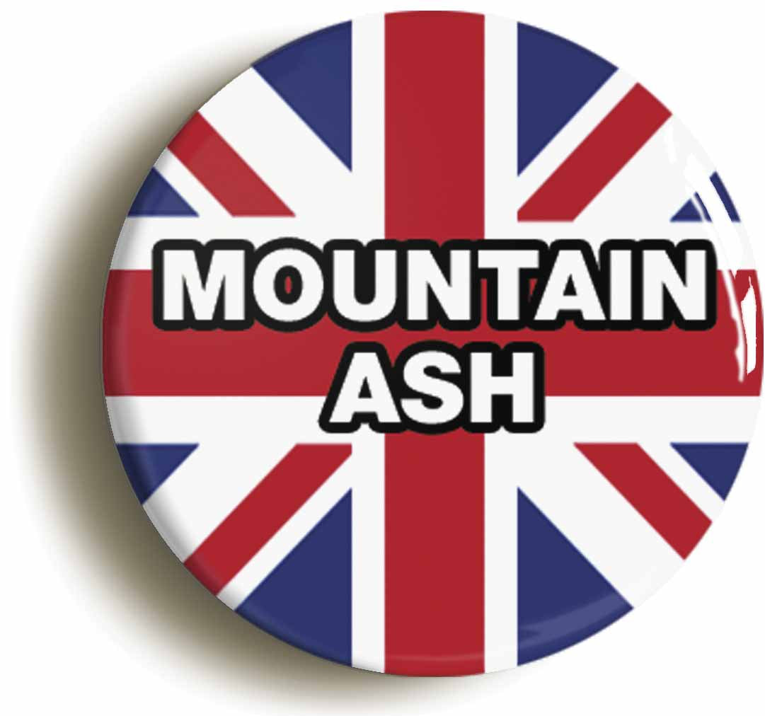 A picture of the front of the product, titled Mountain Ash Union Jack Circular 50mm Fridge Magnet