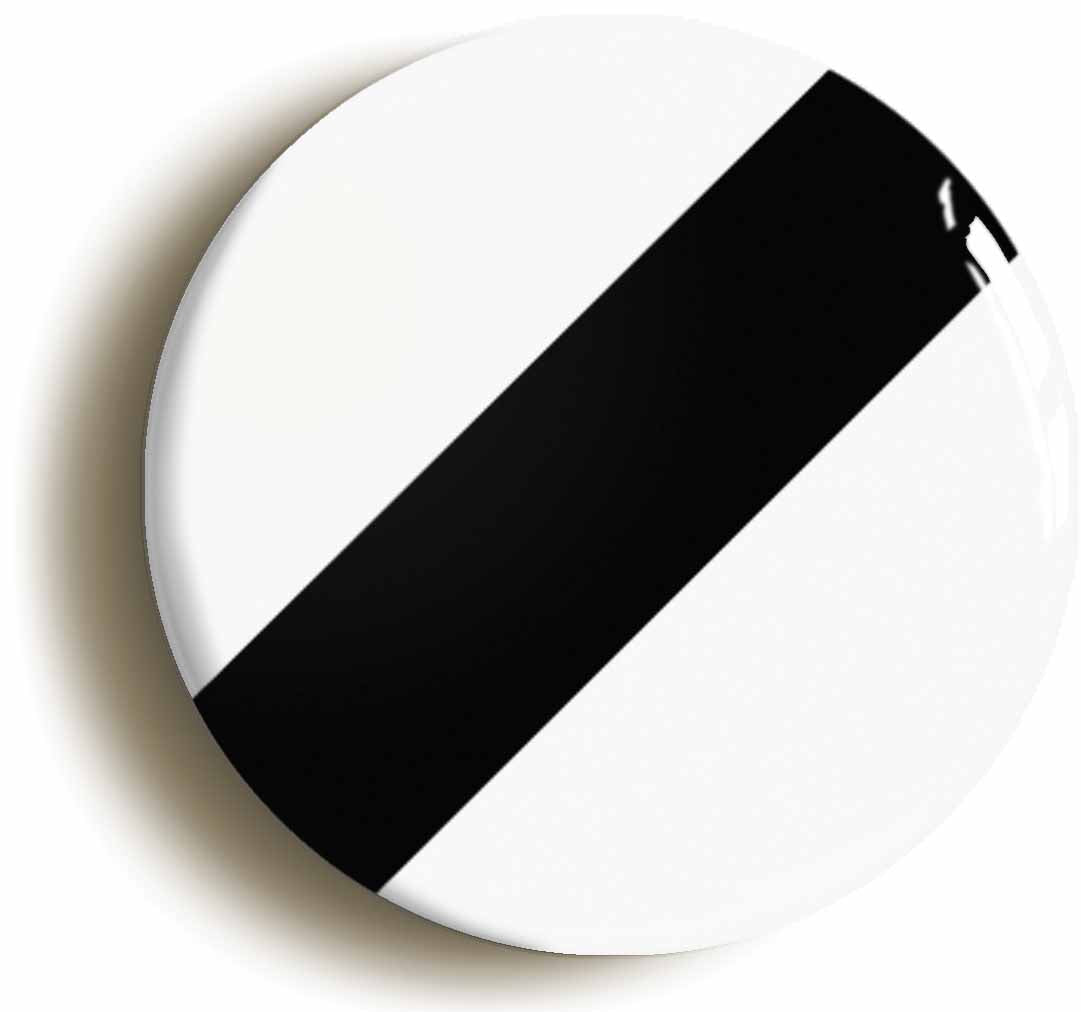 A picture of the front of the product, titled National Speed Limit Road Sign Button Pin Badge