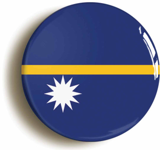 A picture of the front of the product, titled Nauru Nauruan National Flag Circular 50mm Fridge Magnet