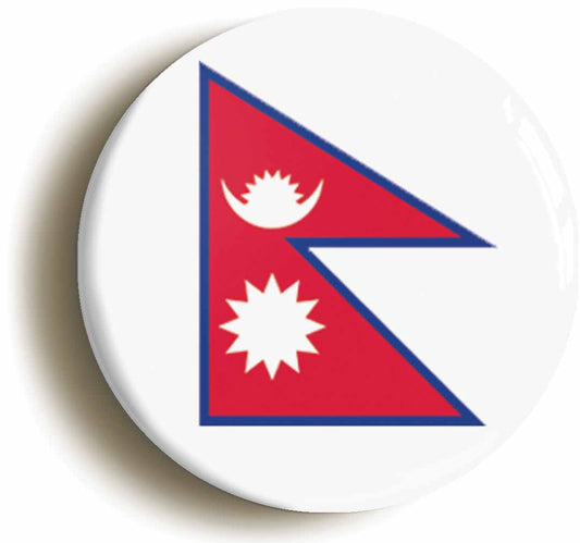 A picture of the front of the product, titled Nepal Nepalese National Flag Button Pin Badge