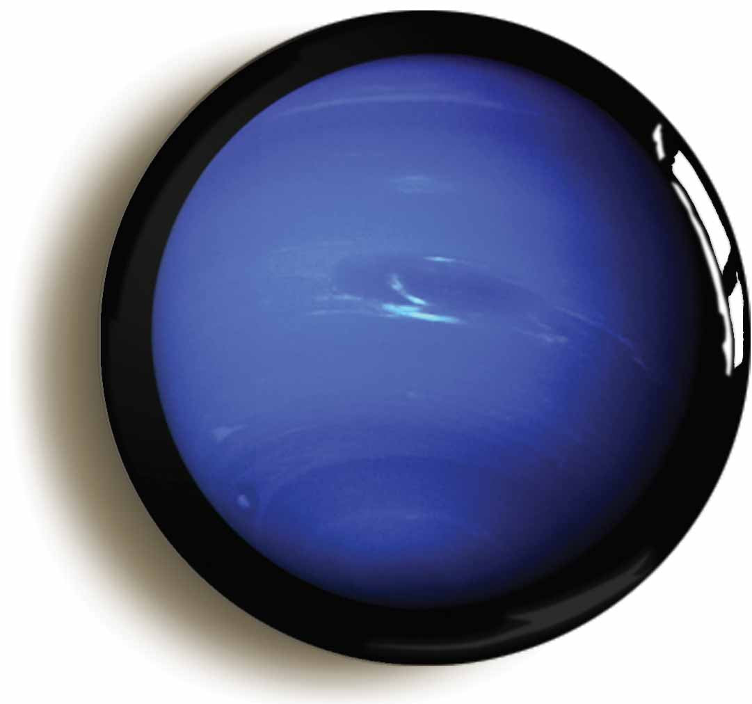 A picture of the front of the product, titled Planet Neptune Circular 50mm Fridge Magnet