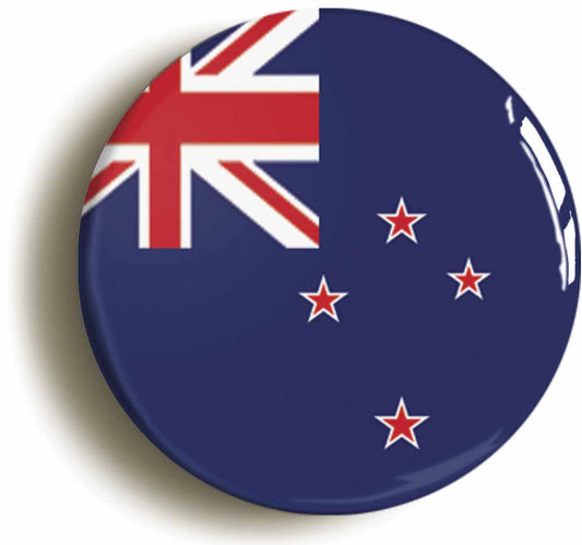 A picture of the front of the product, titled New Zealand National Flag Circular 50mm Fridge Magnet