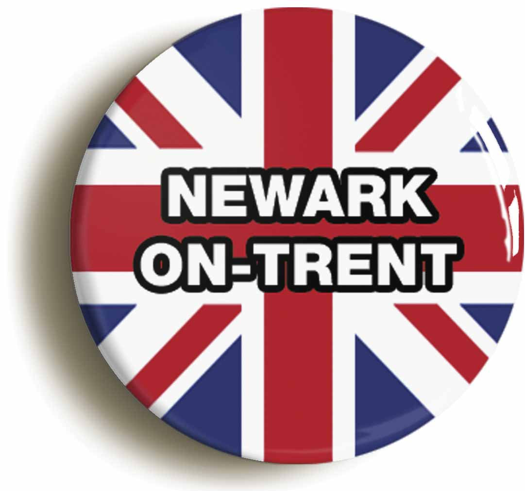 A picture of the front of the product, titled Newark-On-Trent Union Jack Circular 50mm Fridge Magnet