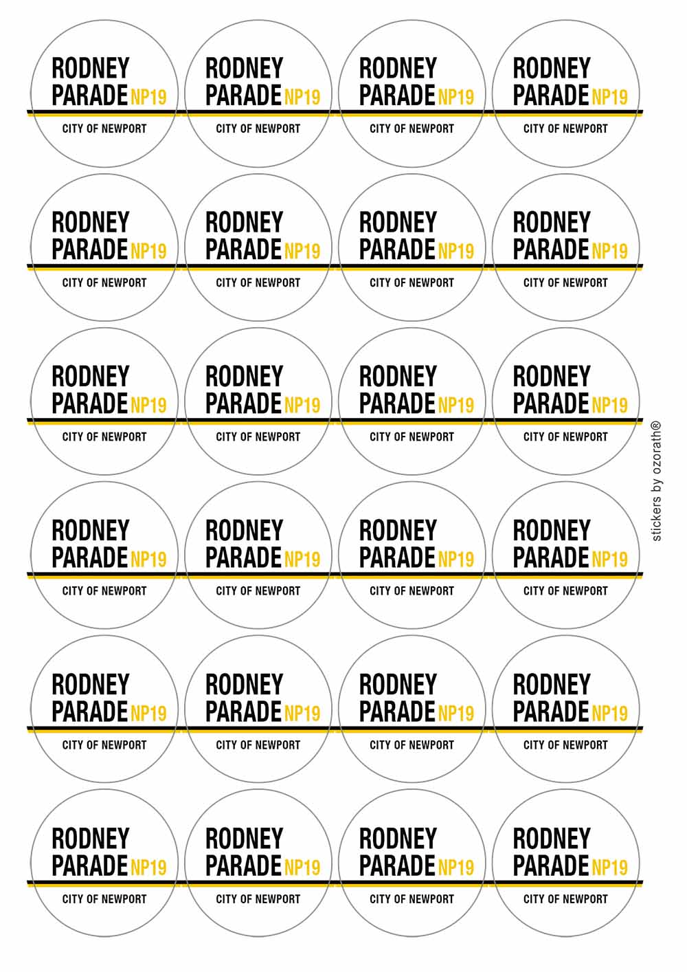 Rodney Parade Np19 Newport Road Sign Matt Paper Stickers
