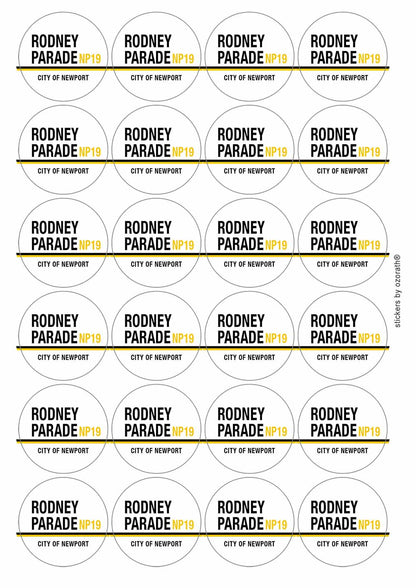 Rodney Parade Np19 Newport Road Sign Matt Paper Stickers
