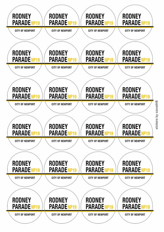 Rodney Parade Np19 Newport Road Sign Matt Paper Stickers