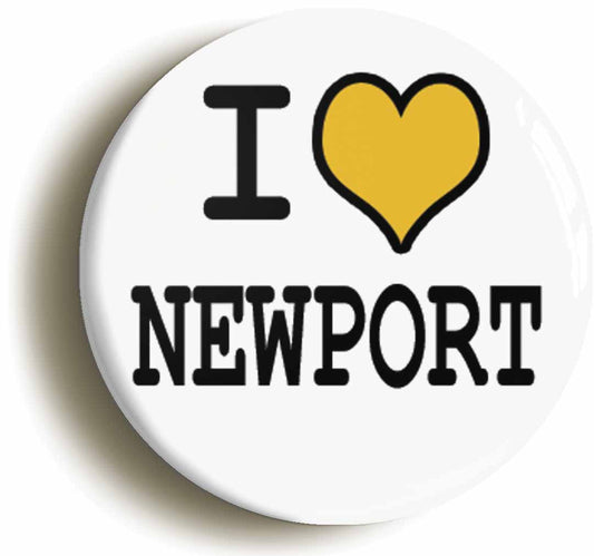 A picture of the front of the product, titled I Heart Love Newport Circular 50mm Fridge Magnet