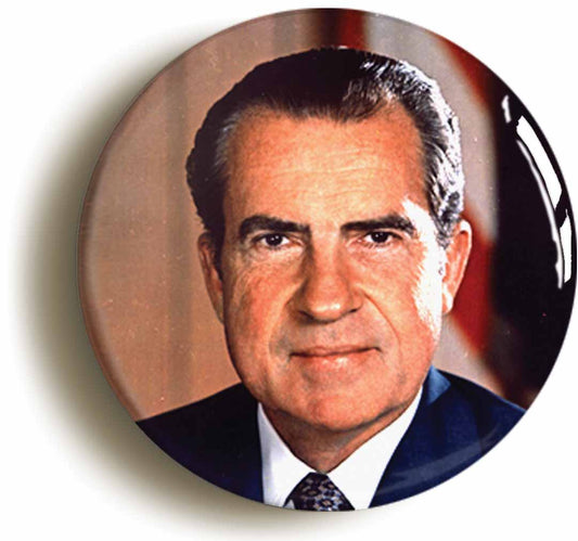 A picture of the front of the product, titled Richard Nixon Seventies Watergate Button Pin Badge