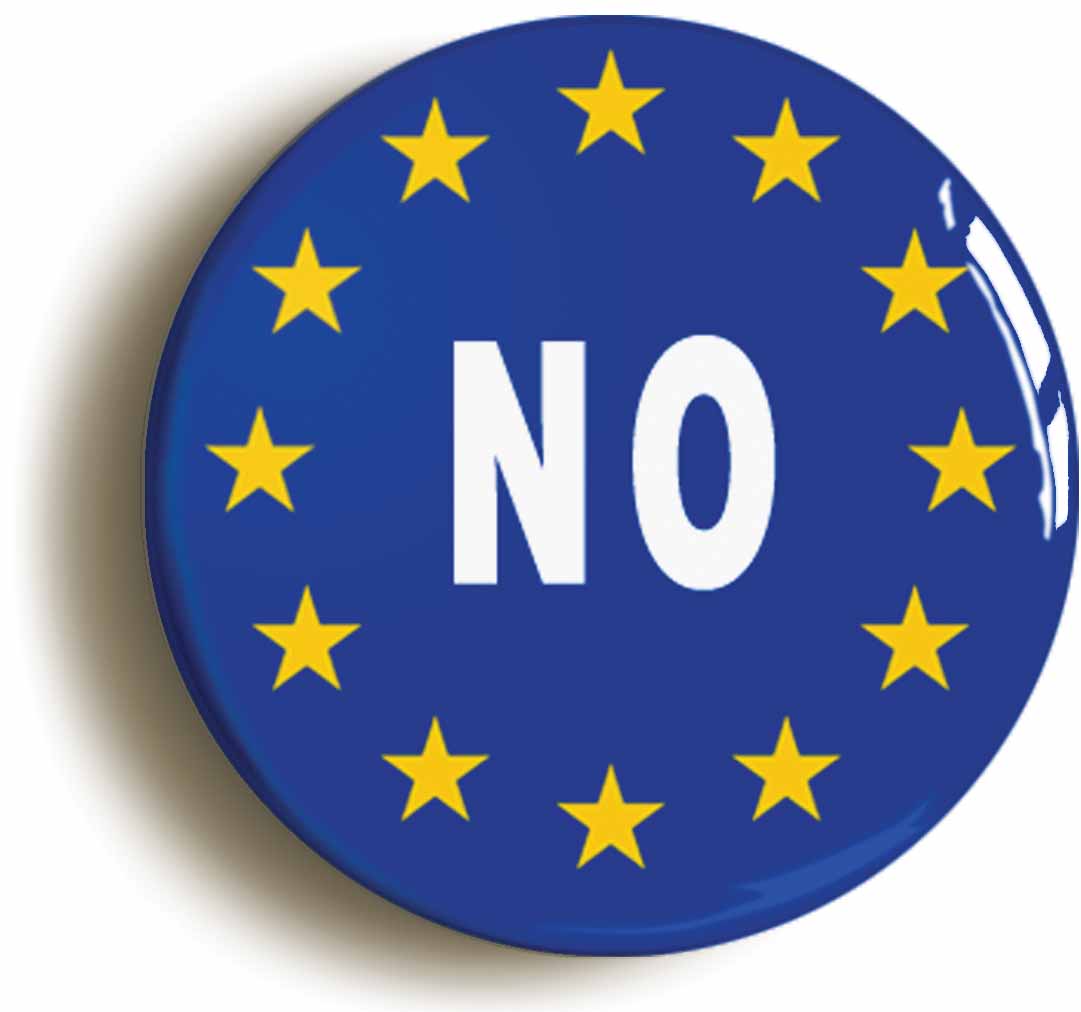 A picture of the front of the product, titled European Union EU Referendum No Button Pin Badge