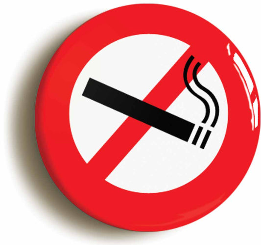 A picture of the front of the product, titled No Smoking Anti Smoke Button Pin Badge