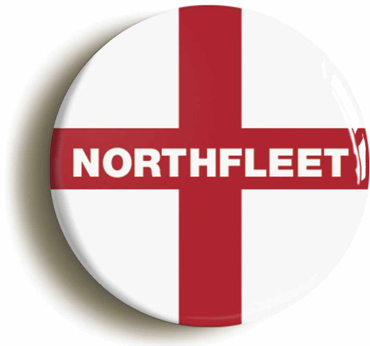 A picture of the front of the product, titled Northfleet England Flag Button Pin Badge