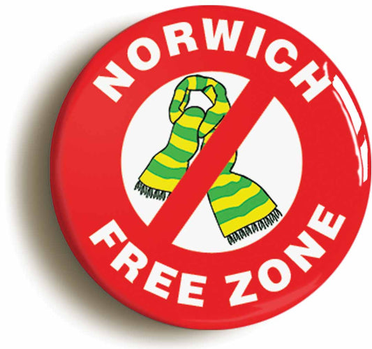 A picture of the front of the product, titled Norwich Free Zone Circular 50mm Fridge Magnet