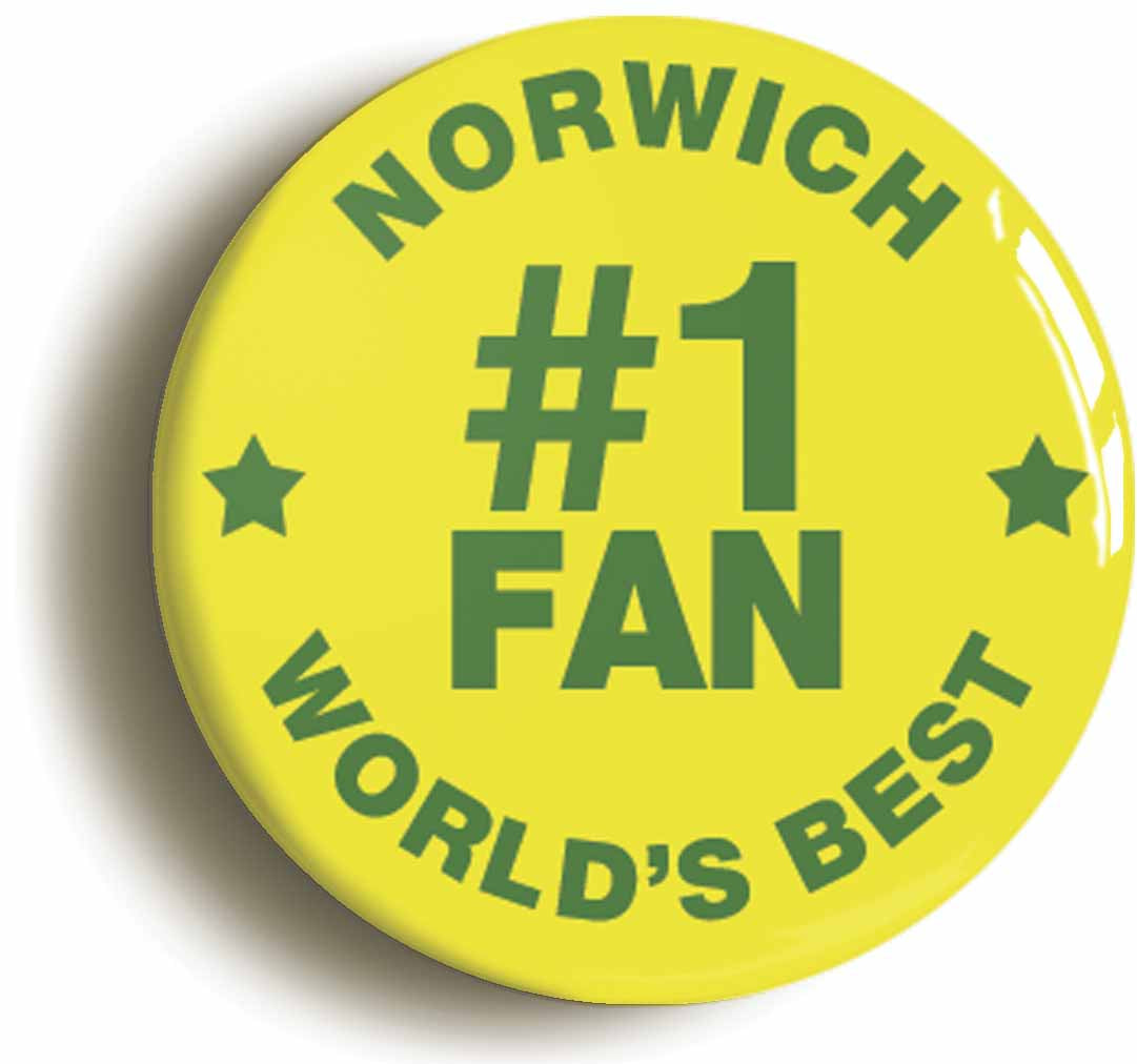 A picture of the front of the product, titled Norwich #1 Fan Button Pin Badge