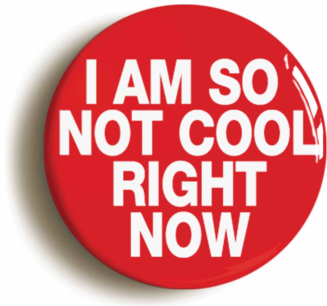 A picture of the front of the product, titled I Am So Not Cool Right Now Button Pin Badge