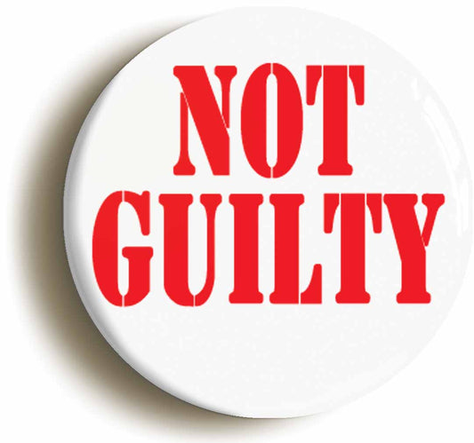 A picture of the front of the product, titled Not Guilty Punk Emo Button Pin Badge