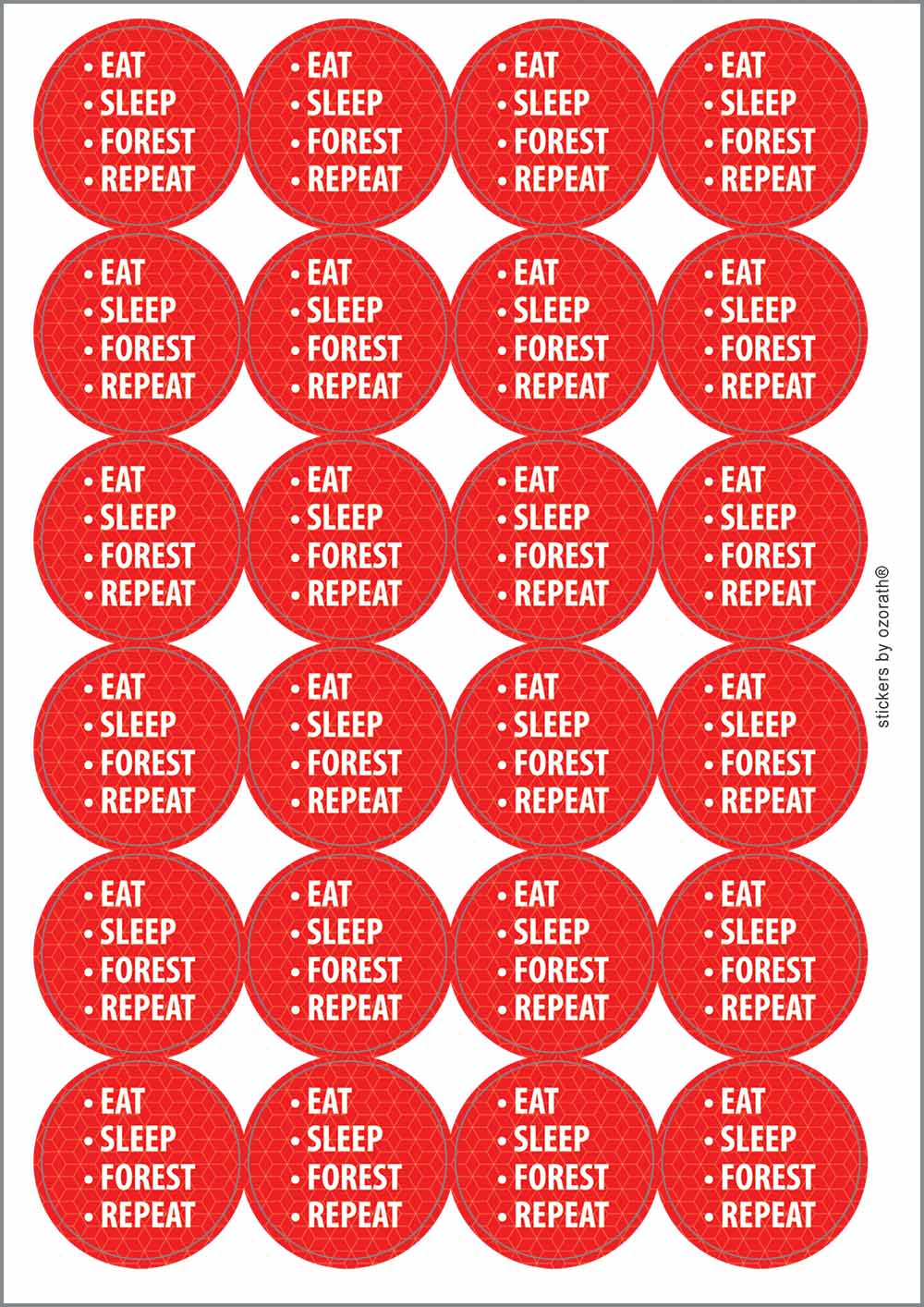 A picture of an A4 sheet of matte paper stickers