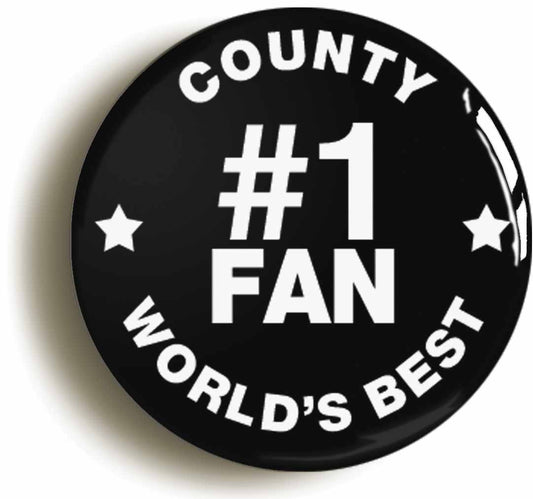 A picture of the front of the product, titled County #1 Fan Button Pin Badge
