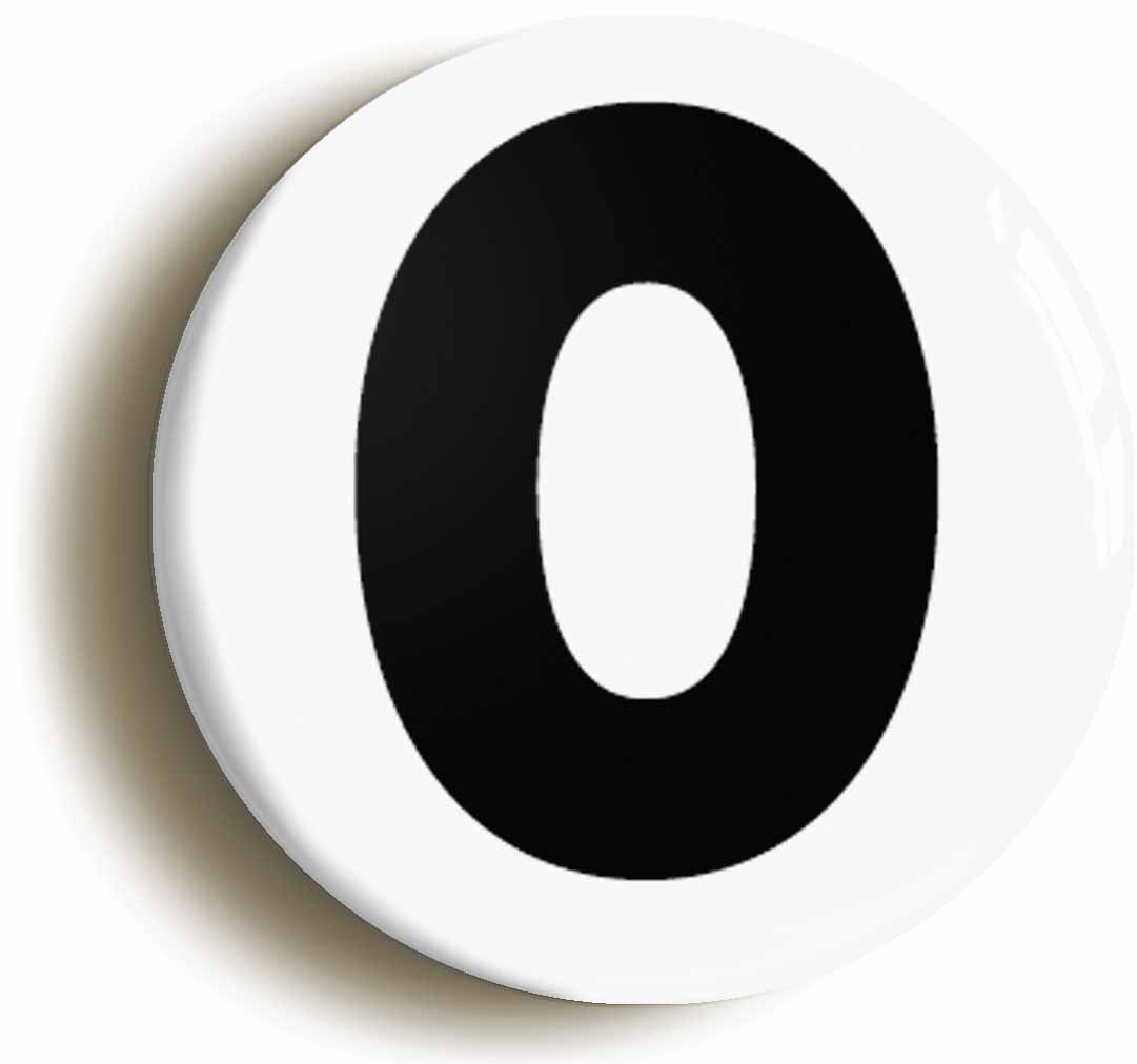 A picture of the front of the product, titled Letter O Button Pin Badge