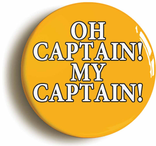 A picture of the front of the product, titled Oh Captain My Captain Walt Whitman Poet Circular 50mm Fridge Magnet