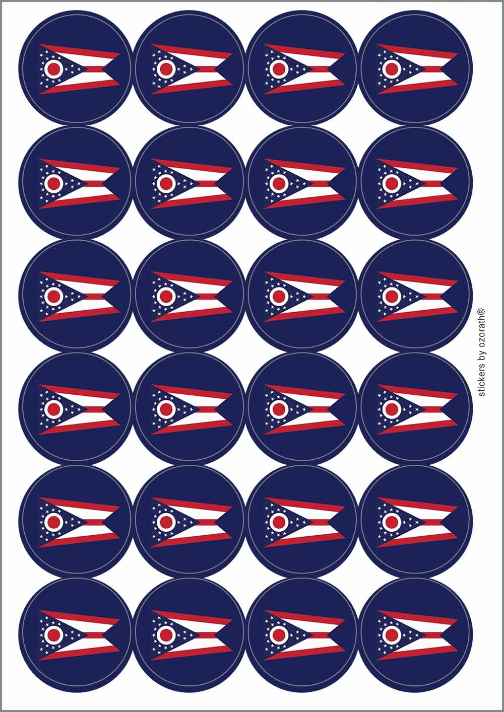 A picture of an A4 sheet of matte paper stickers