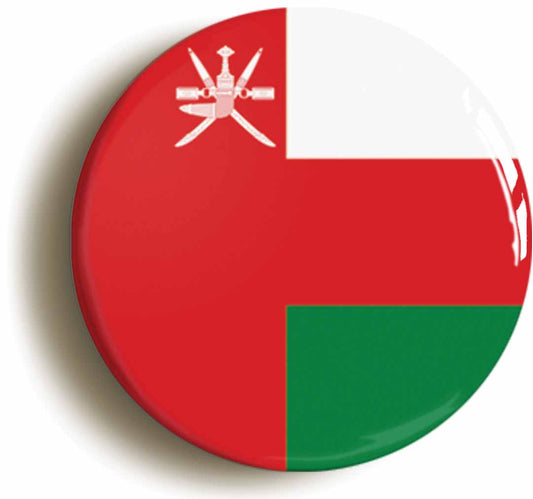 A picture of the front of the product, titled Oman Omani National Flag Circular 50mm Fridge Magnet