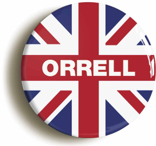 A picture of the front of the product, titled Orrell Union Jack Circular 50mm Fridge Magnet
