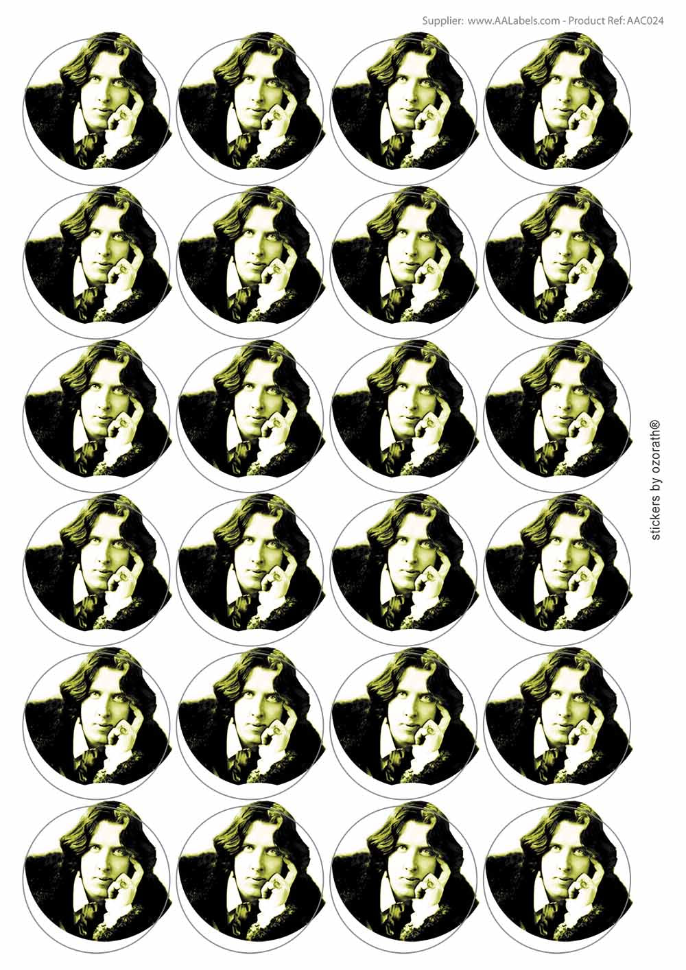 A picture of an A4 sheet of matte paper stickers