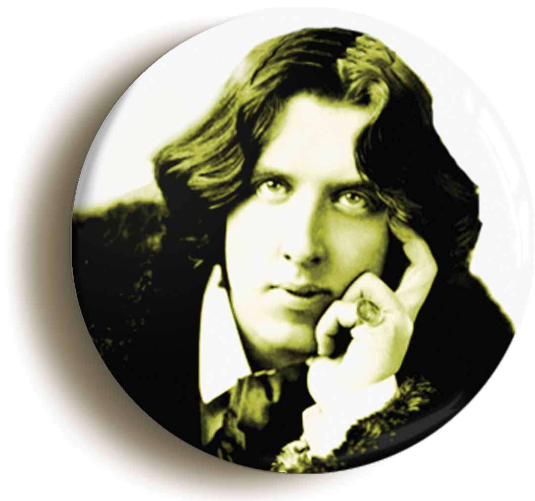 A picture of the front of the product, titled Oscar Wilde Portrait Circular 50mm Fridge Magnet