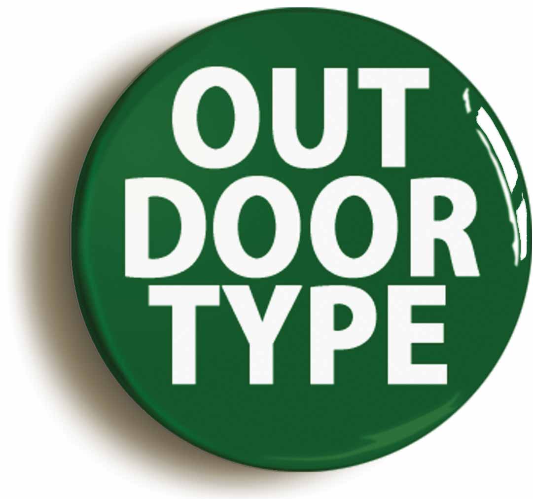 A picture of the front of the product, titled Outdoor Type Button Pin Badge