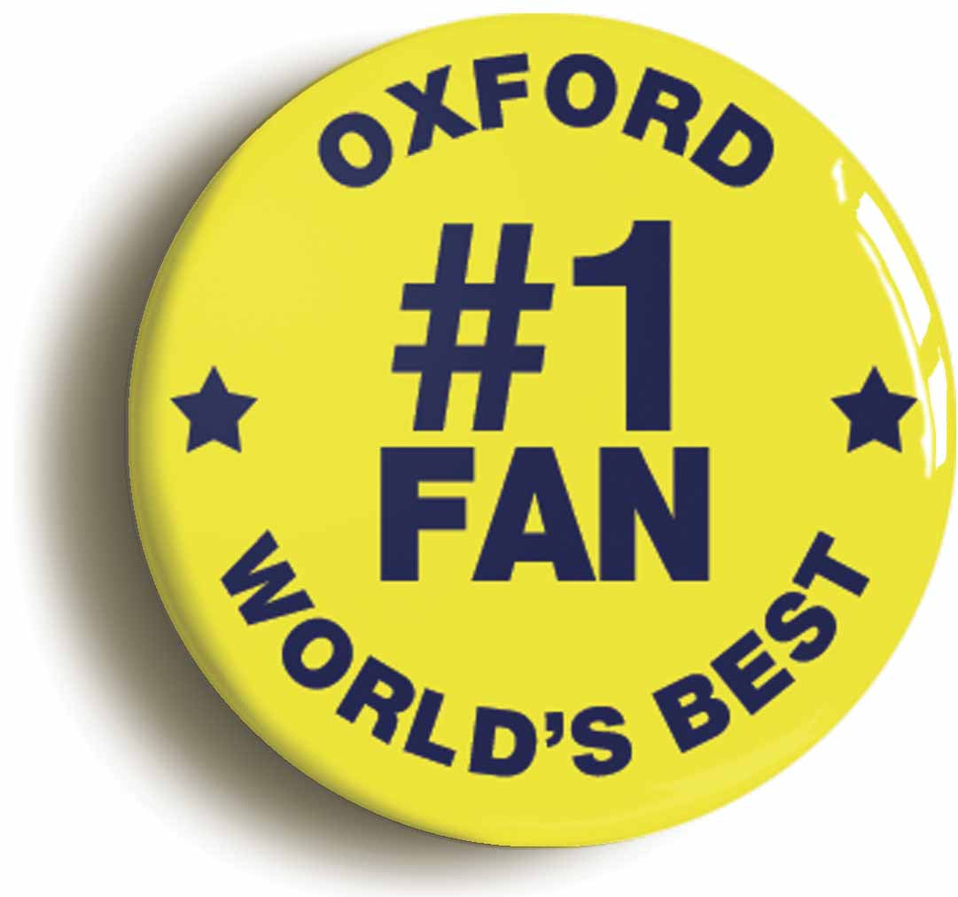 A picture of the front of the product, titled Oxford #1 Fan Circular 50mm Fridge Magnet