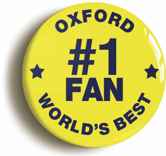 A picture of the front of the product, titled Oxford #1 Fan Circular 50mm Fridge Magnet