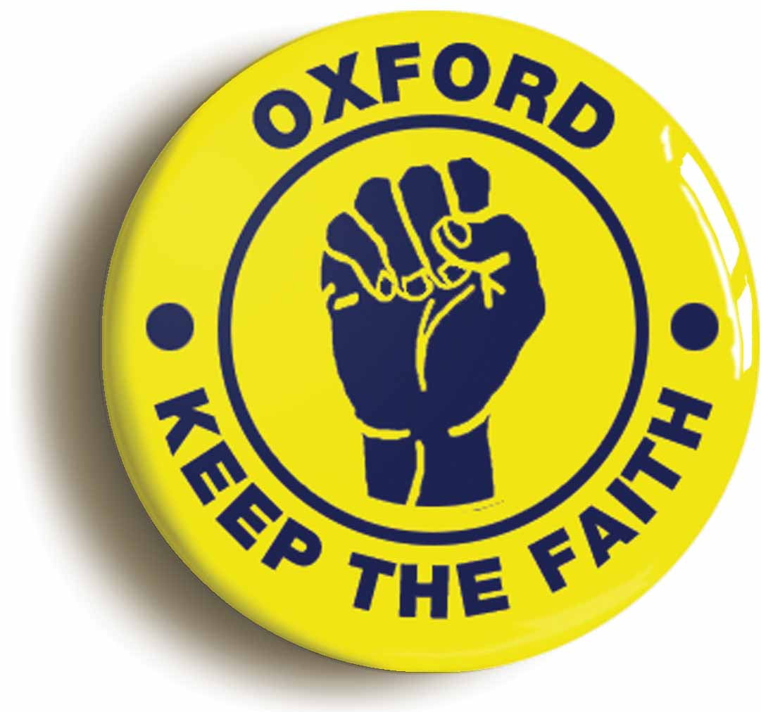 A picture of the front of the product, titled Oxford Keep The Faith Northern Soul Button Pin Badge