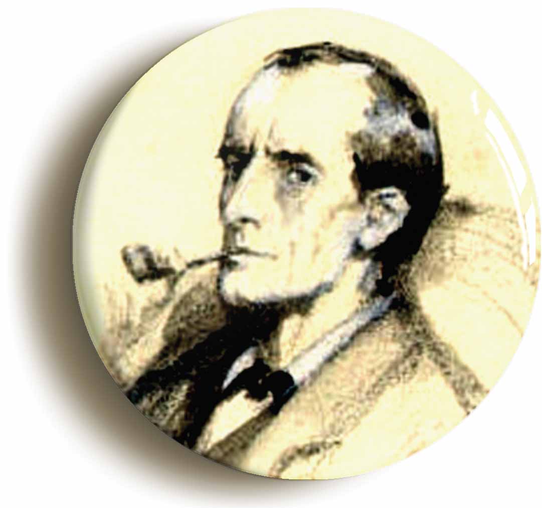 A picture of the front of the product, titled Sherlock Holmes Portrait Button Pin Badge