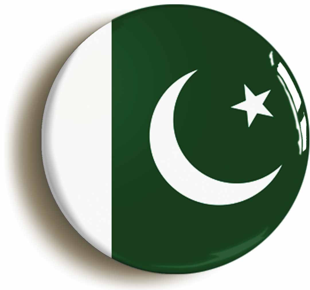 A picture of the front of the product, titled Pakistan National Flag Button Pin Badge