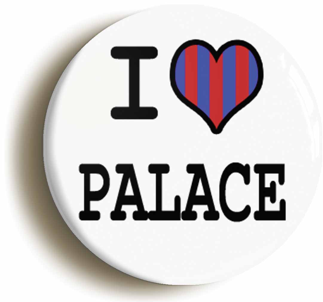 A picture of the front of the product, titled I Heart Love Palace Button Pin Badge