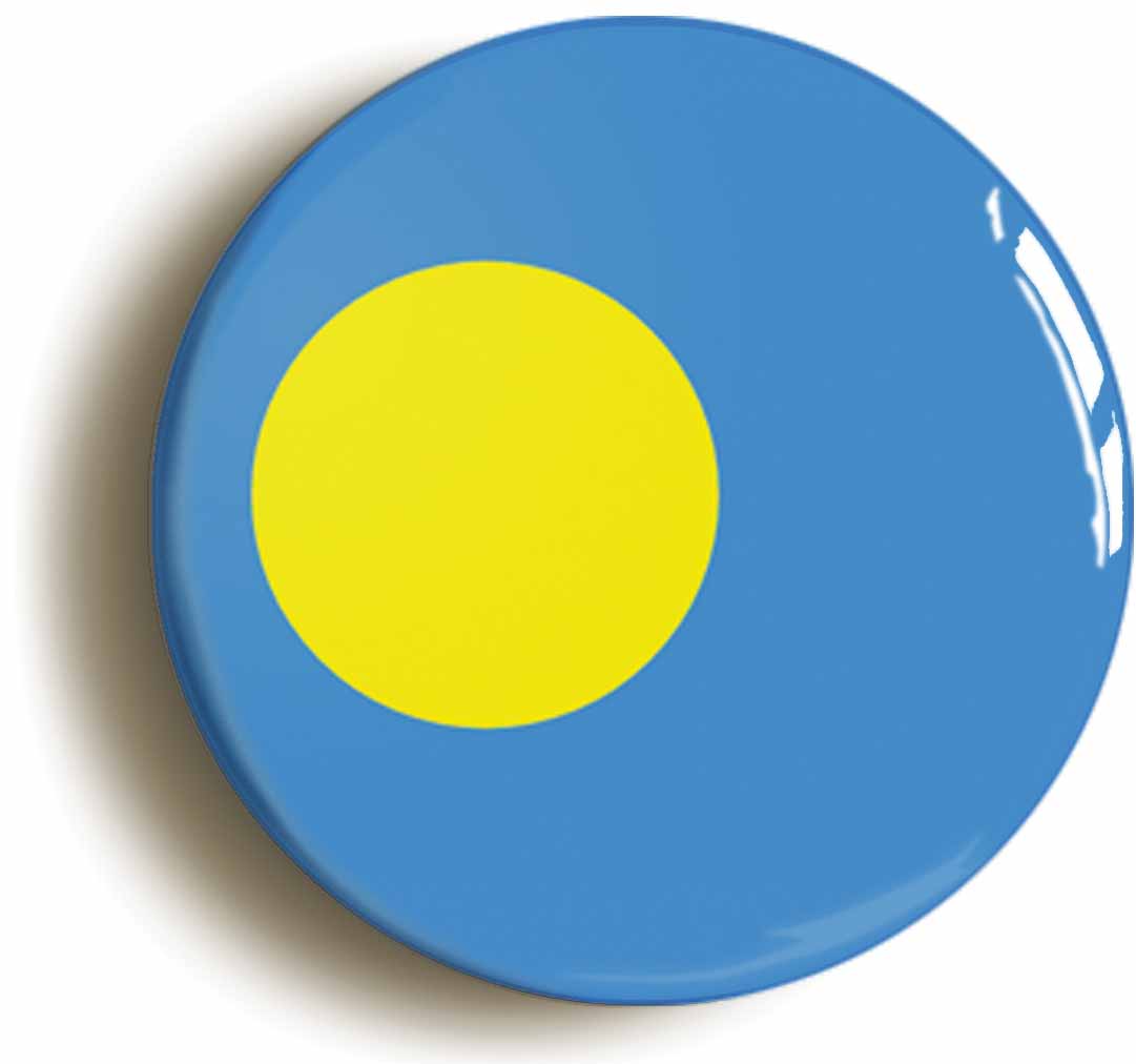 A picture of the front of the product, titled Palau Palauan National Flag Button Pin Badge