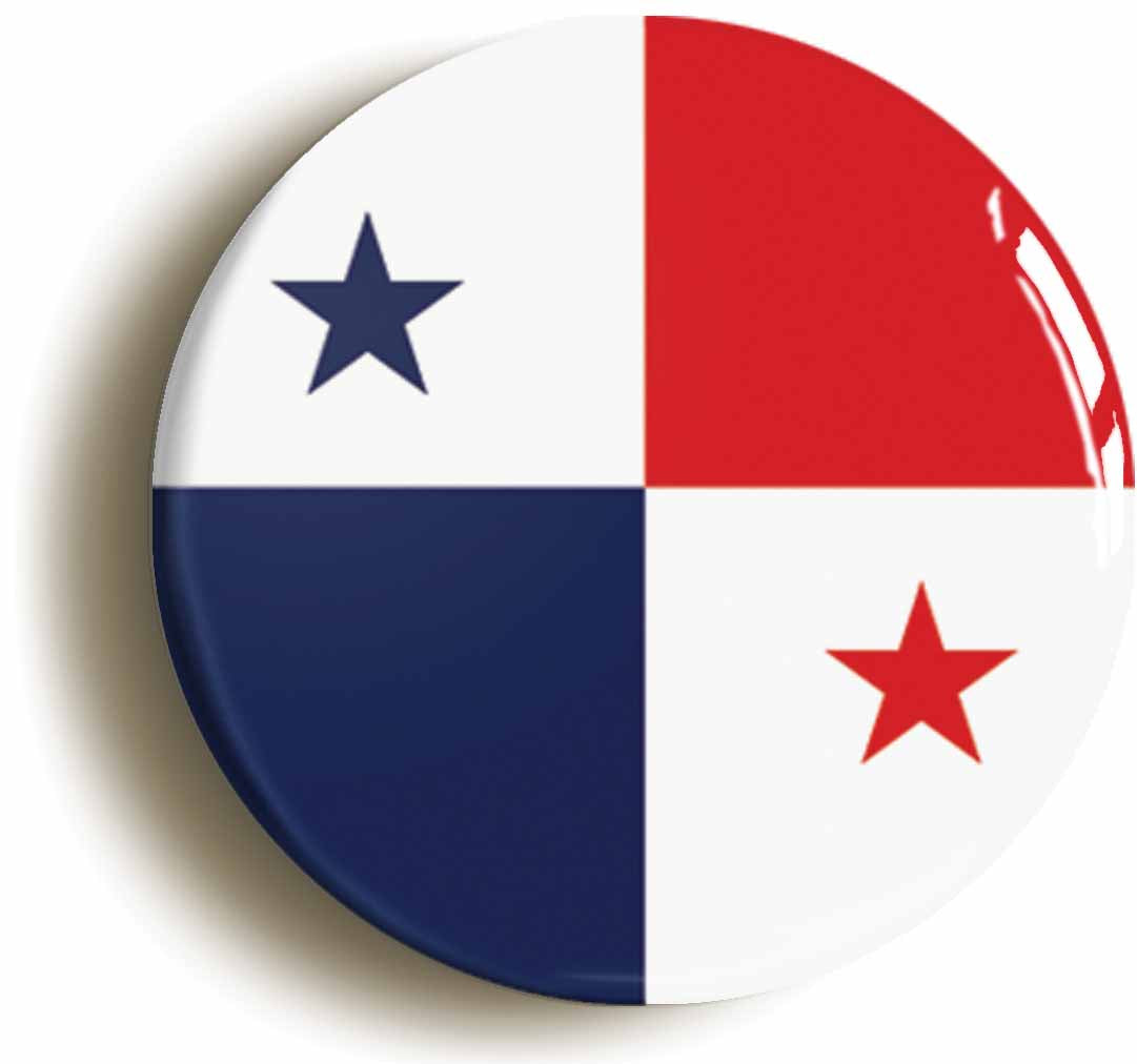 A picture of the front of the product, titled Panama National Flag Circular 50mm Fridge Magnet