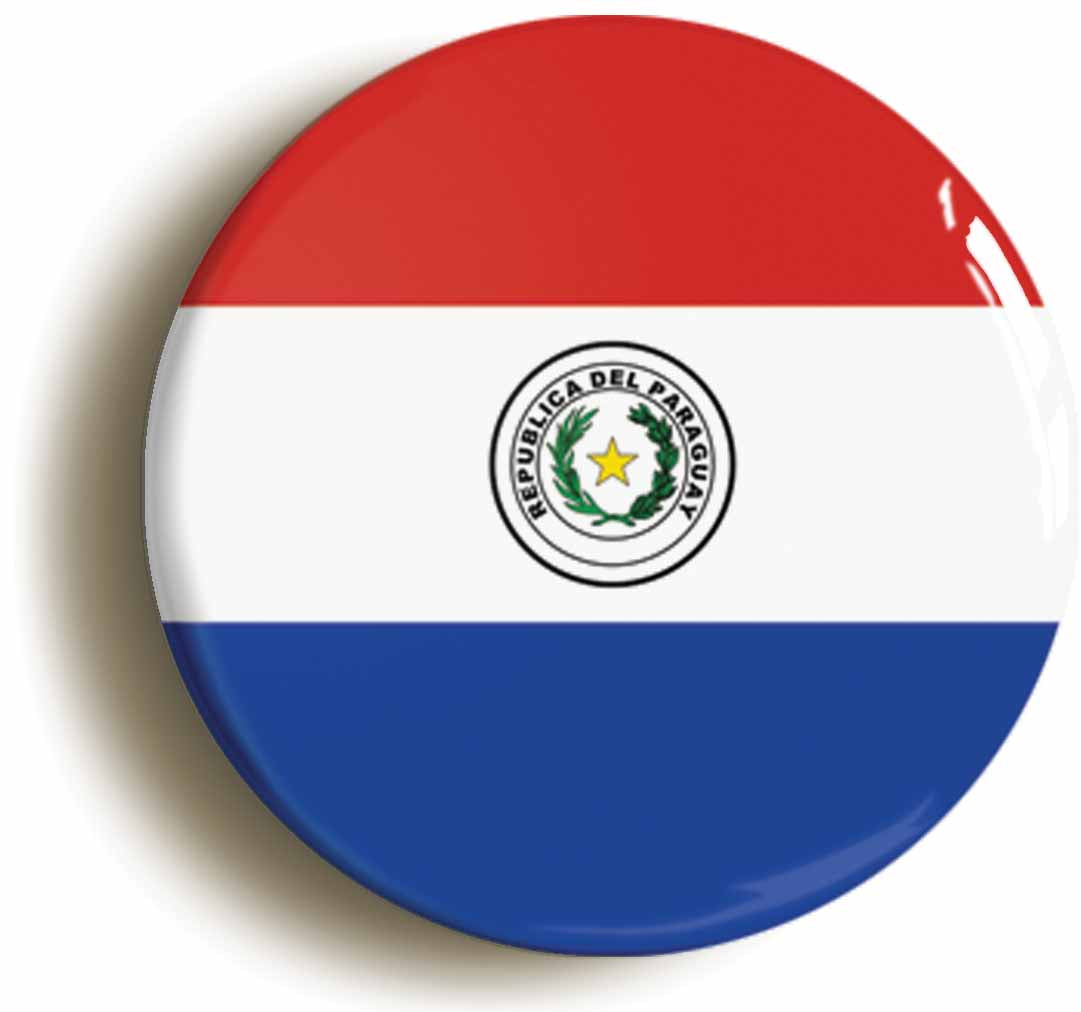 A picture of the front of the product, titled Paraguay Paraguayan National Flag Circular 50mm Fridge Magnet
