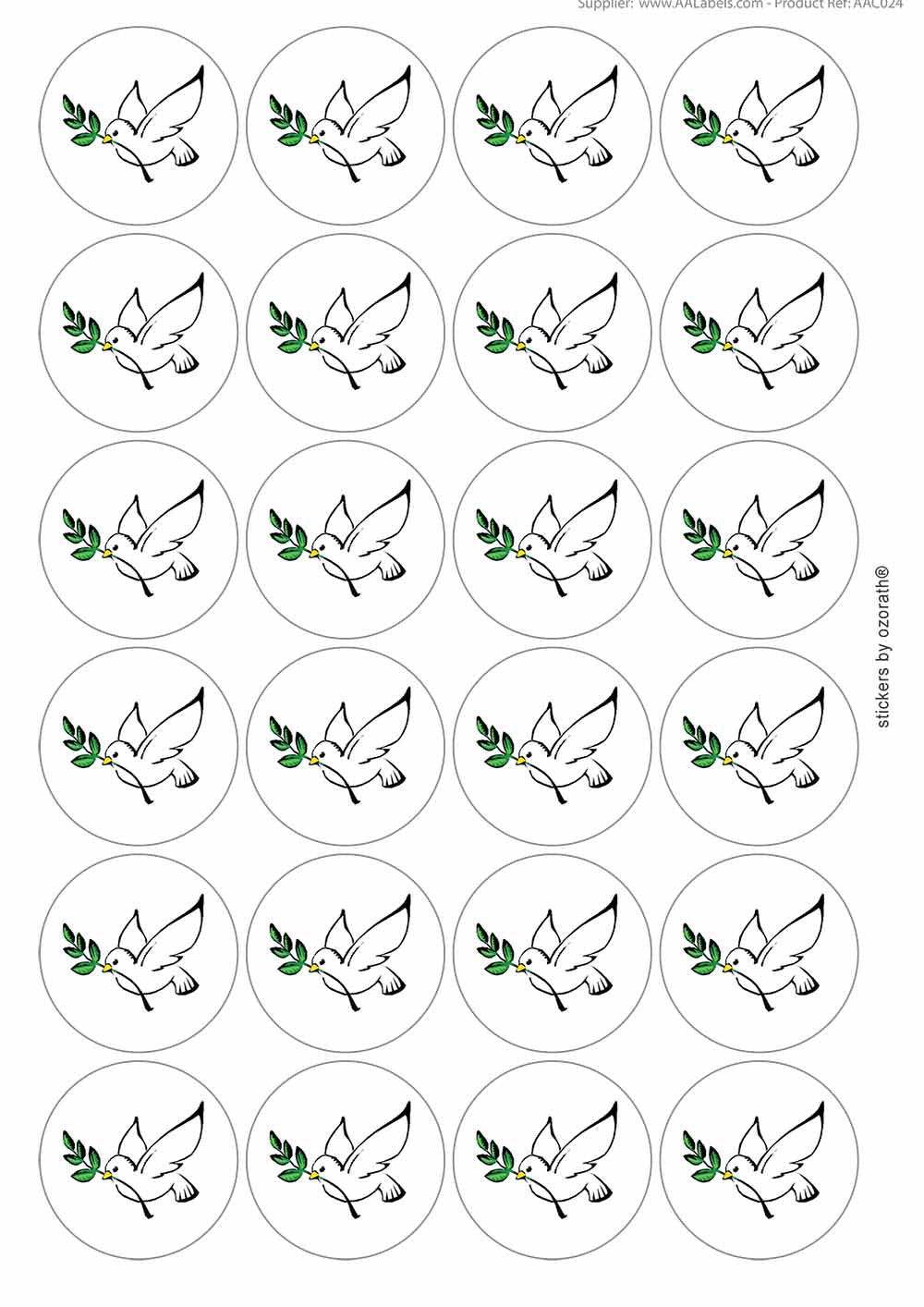 A picture of an A4 sheet of matte paper stickers