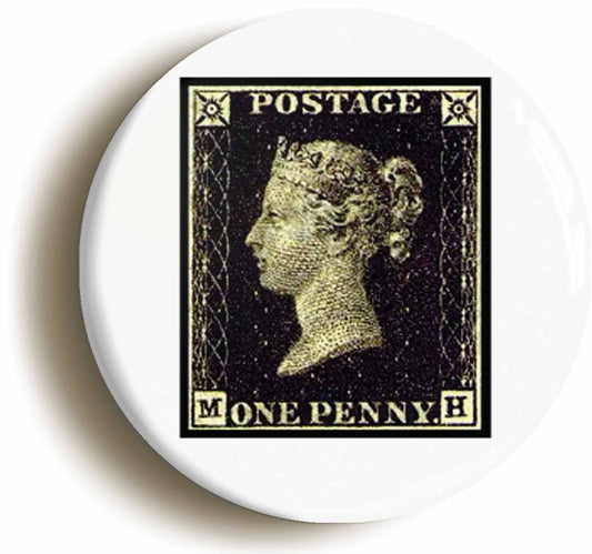 A picture of the front of the product, titled Penny Black Victorian Stamp Circular 50mm Fridge Magnet