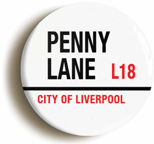 A picture of the front of the product, titled Penny Lane Circular 50mm Fridge Magnet