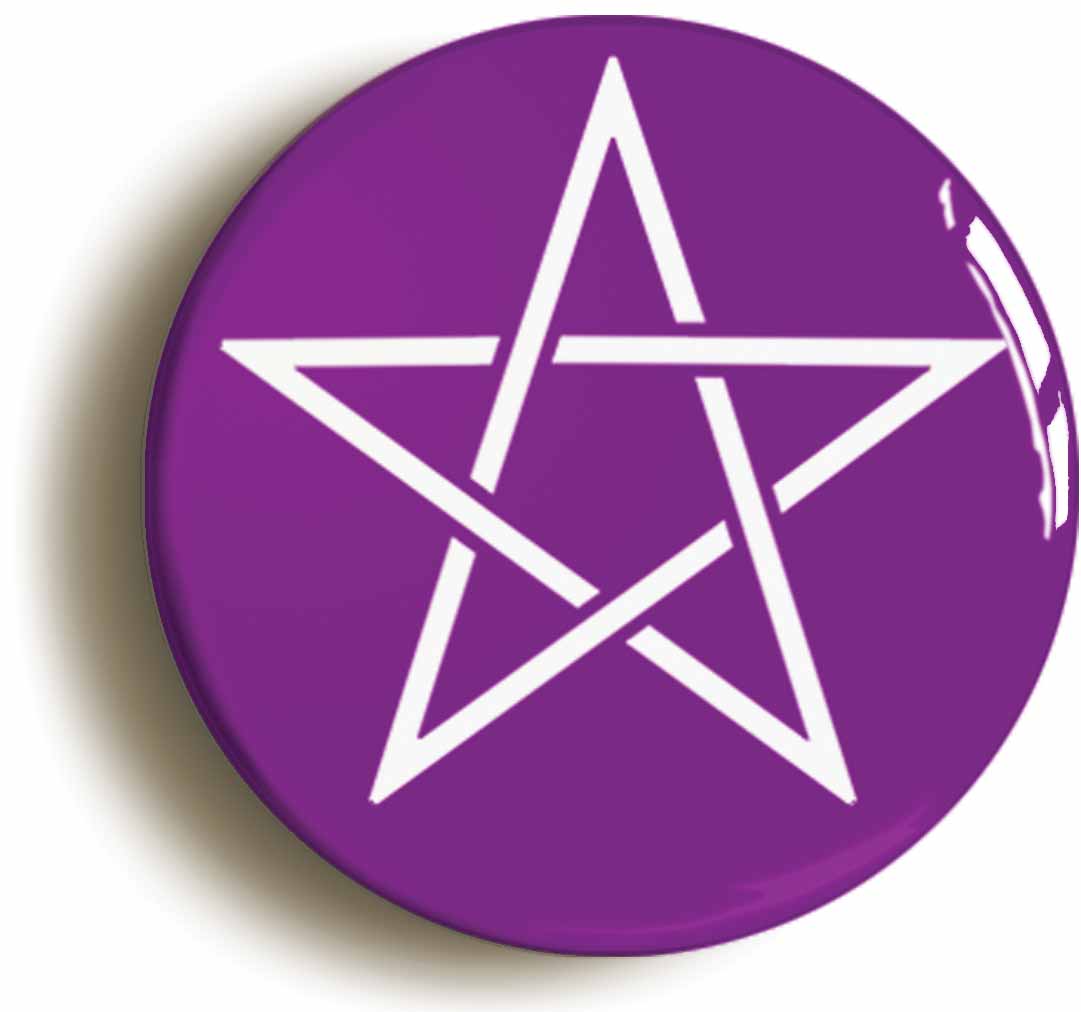 A picture of the front of the product, titled Purple Pentagram Circular 50mm Fridge Magnet