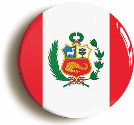 A picture of the front of the product, titled Peru Peruvian National Flag Button Pin Badge