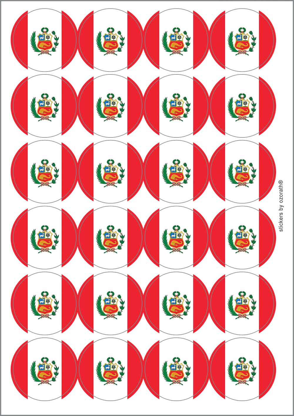 A picture of an A4 sheet of matte paper stickers