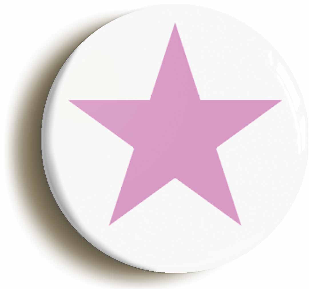 A picture of the front of the product, titled Pink Star Button Pin Badge
