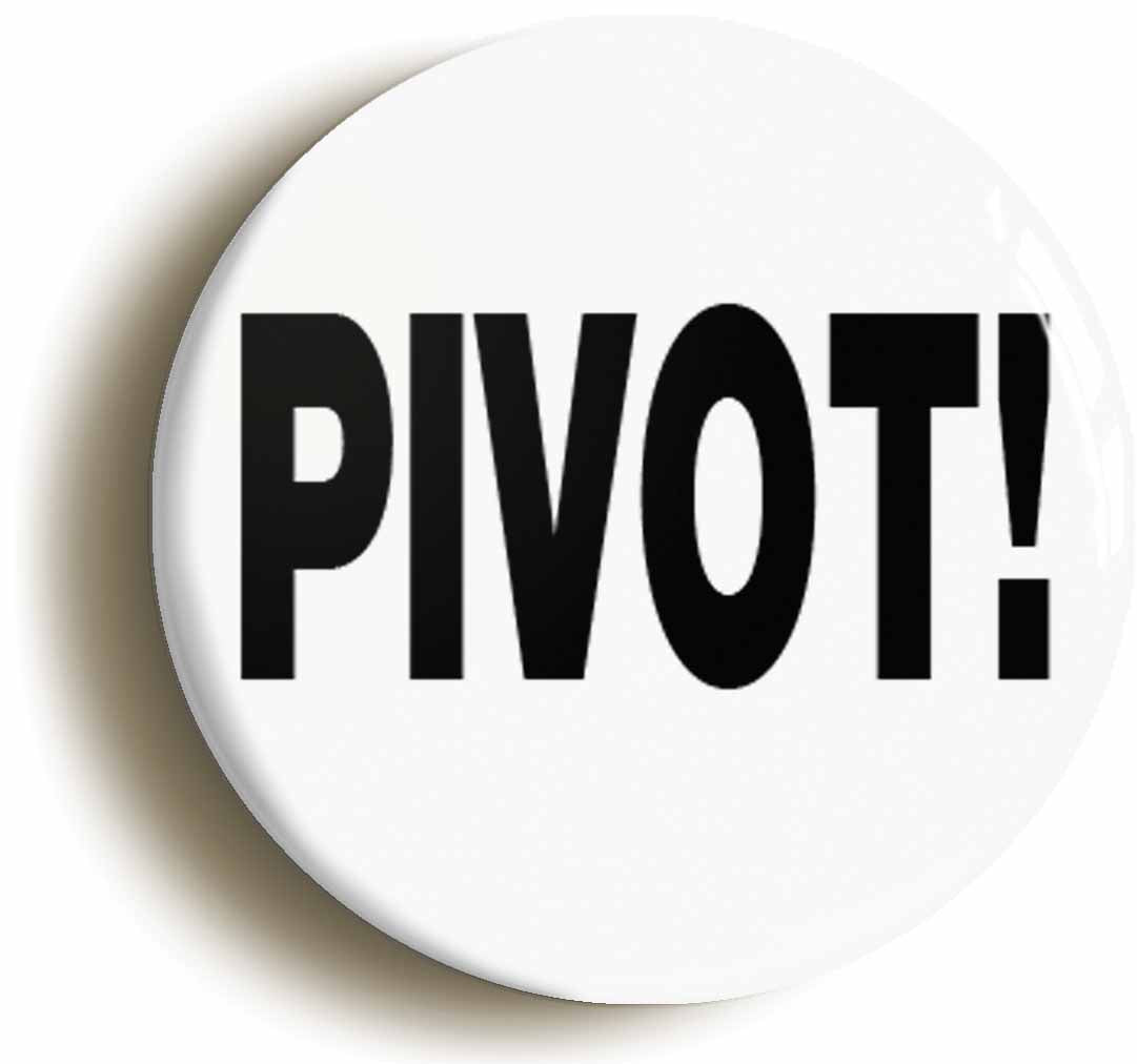 A picture of the front of the product, titled Pivot Funny Nineties Button Pin Badge