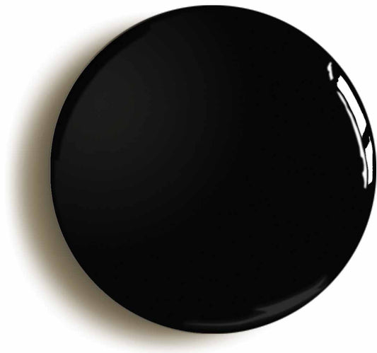 A picture of the front of the product, titled Plain Black Button Pin Badge